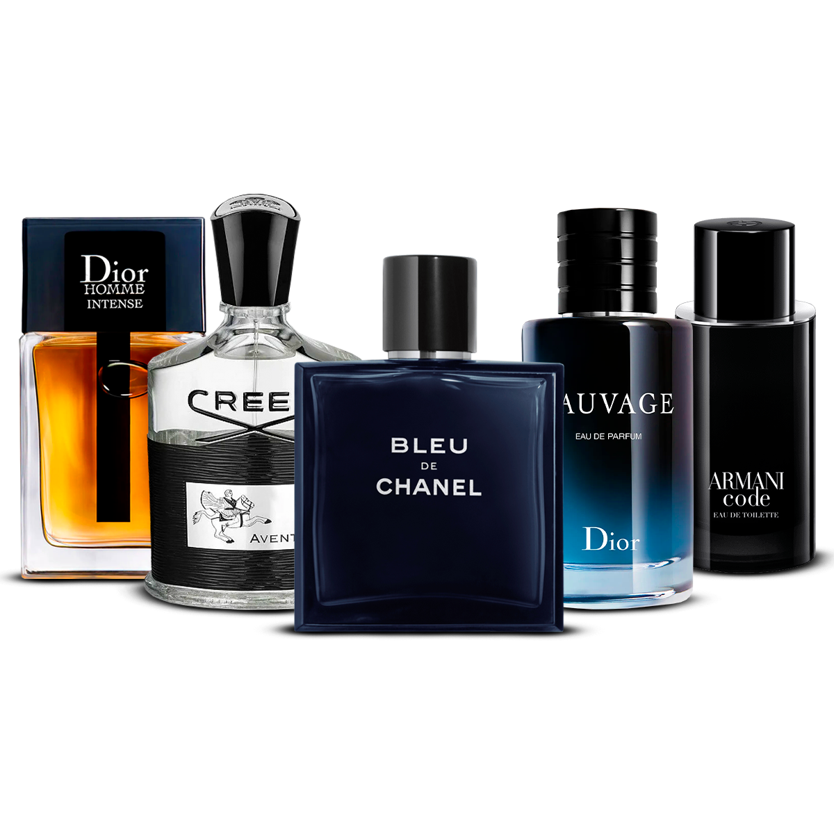 Set od 5 parfema  –  Dior Homme Intense, Creed Aventus, Bleu de Chanel, Sauvage i Armani Code   [100 ml svaki]